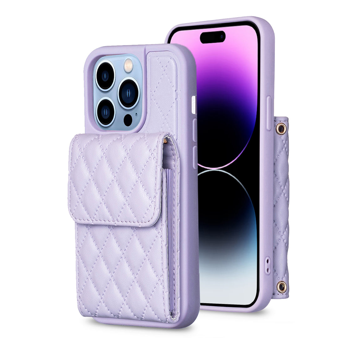 BF22-Style For iPhone 14 Pro Max Dustproof Phone Case PU Leather TPU Phone Shell with Vertical Card Holder and Strap BF22-Style For iPhone 14 Pro Max Dustproof Phone Case PU Leather TPU Phone Shell with Vertical Card Holder and Strap